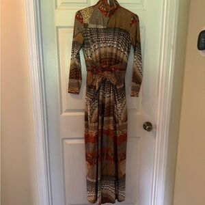 Robert-David Morton Psychedelic Optical Illusion mock neck long sleeve dress